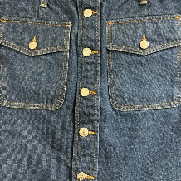 LOFT Denim Button-Front Skirt - Picture 6 of 7
